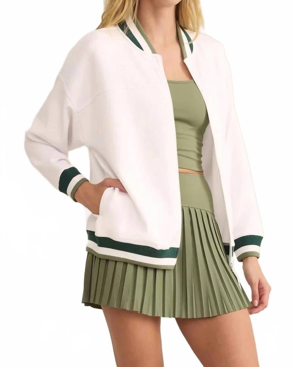 NEW Z SUPPLY hampton varsity jacket in white